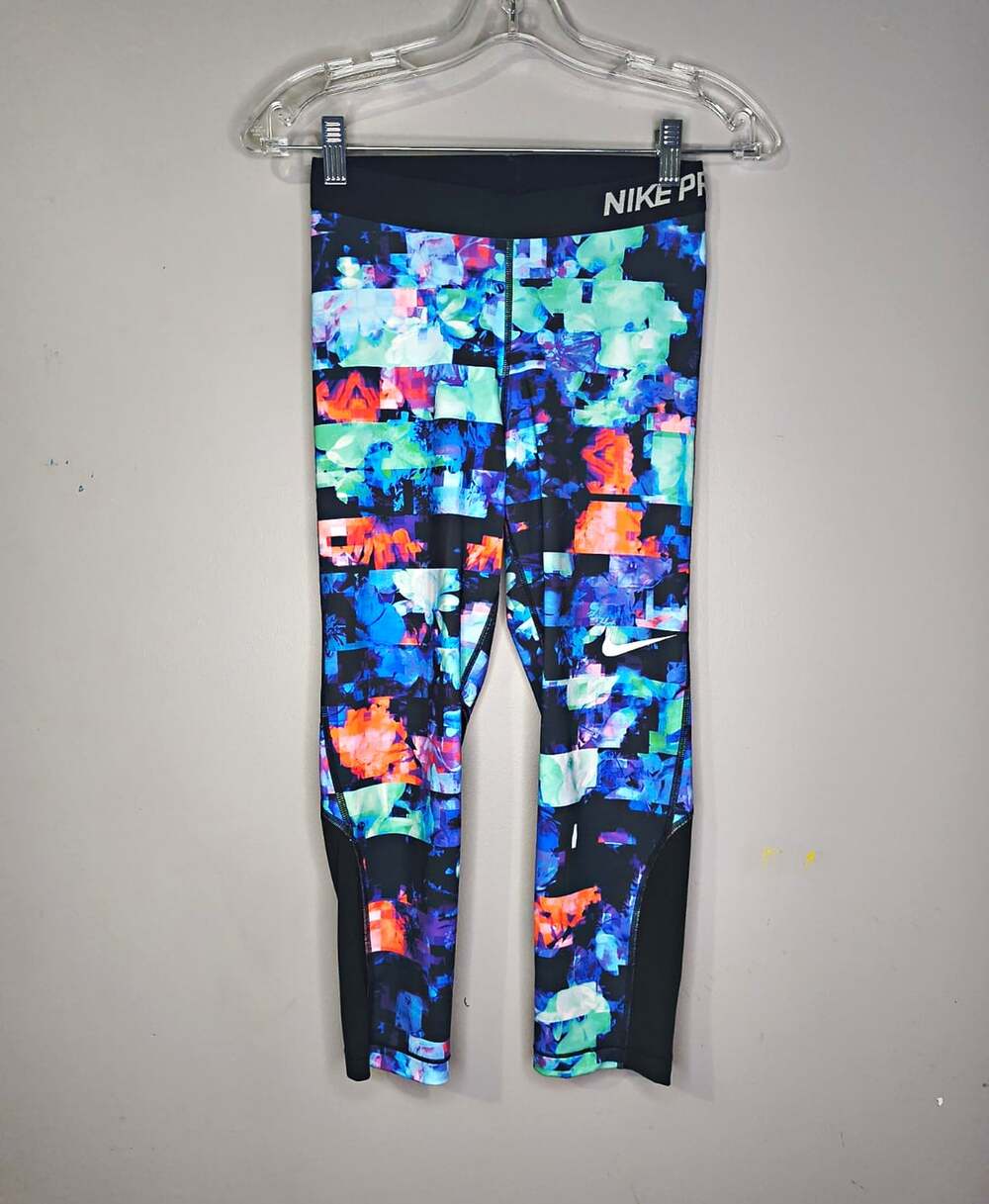 Nike Pro Dri-FIT Leggings Womens S Ankle Floral Print Compression Multicolor